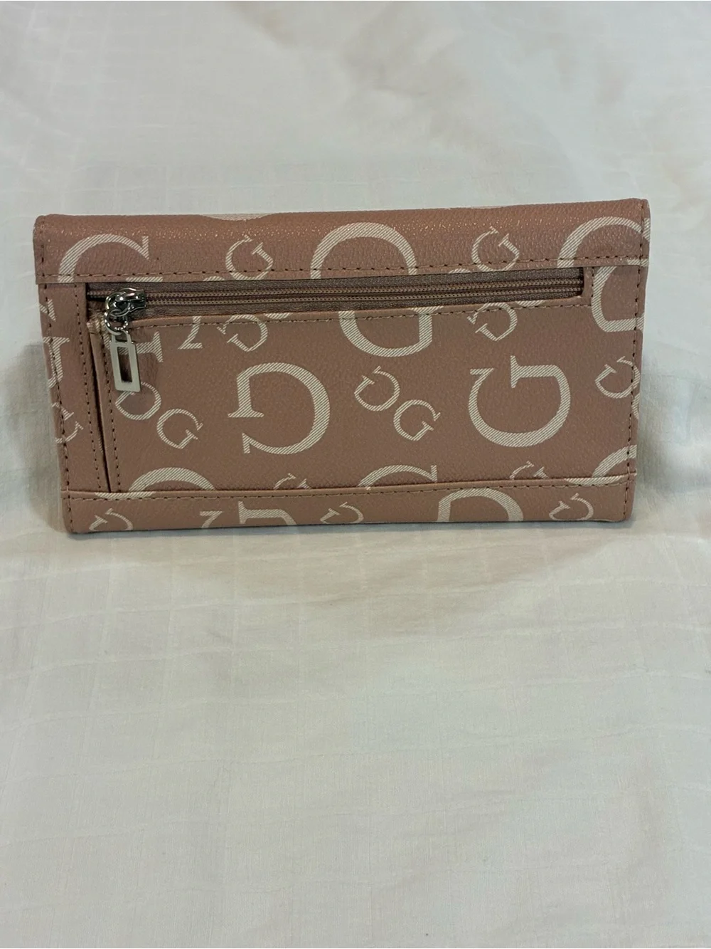 Guess Blush Logo Continental Wallet with Triangle Logo Plaque